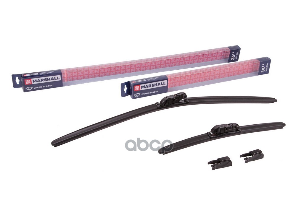 Щетки стеклоочистителя бескаркасные 26” / 65 см + 14” / 36 см hook, side pin, push/pinch 1 MARSHALL арт. MW8155