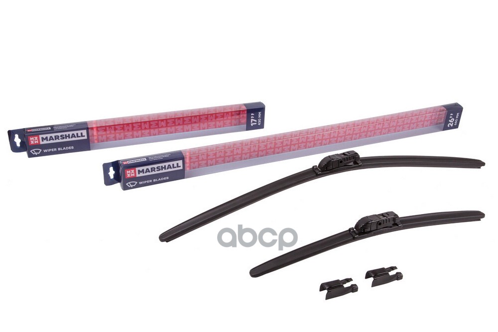 Щетки стеклоочистителя бескаркасные 26” / 65 см + 17” / 43 см hook, side pin, push/pinch 1 MARSHALL арт. MW9784