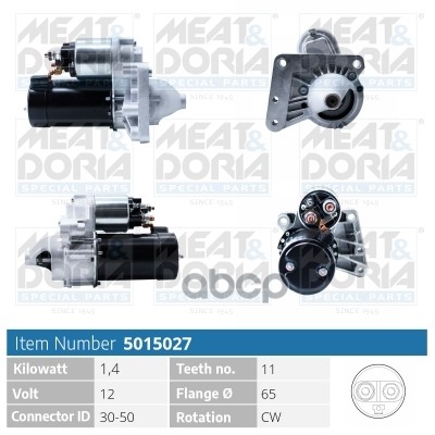 Стартер 12V 1 4KW Citroen Berlingo (M)  Peugeot 308 I 1.6 HDi MEAT & DORIA арт. 5015027