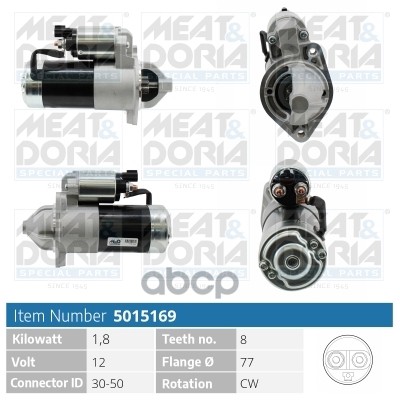 Стартер 12V 1 8KW Hyundai i10 I  Kia Rio II 1.6 CRDi MEAT & DORIA арт. 5015169