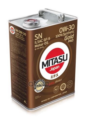 MITASU Gold Pao Sn Api Sn, Ilsac Gf-5, 1 Масло Моторное Для Бенз. Двс,