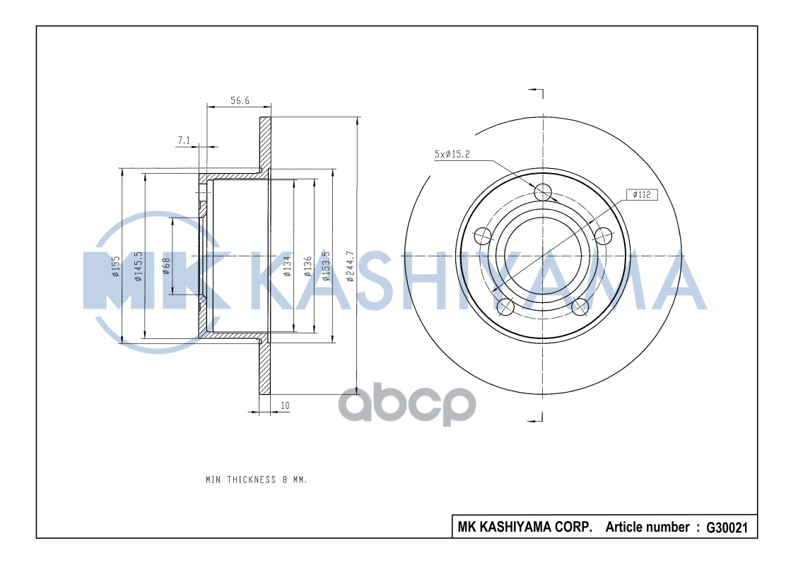 Диск тормозной задний AUDI A100 9194/A6 9505/VW PASSAT 9705 G30021 MK KASHIYAMA арт. G30021