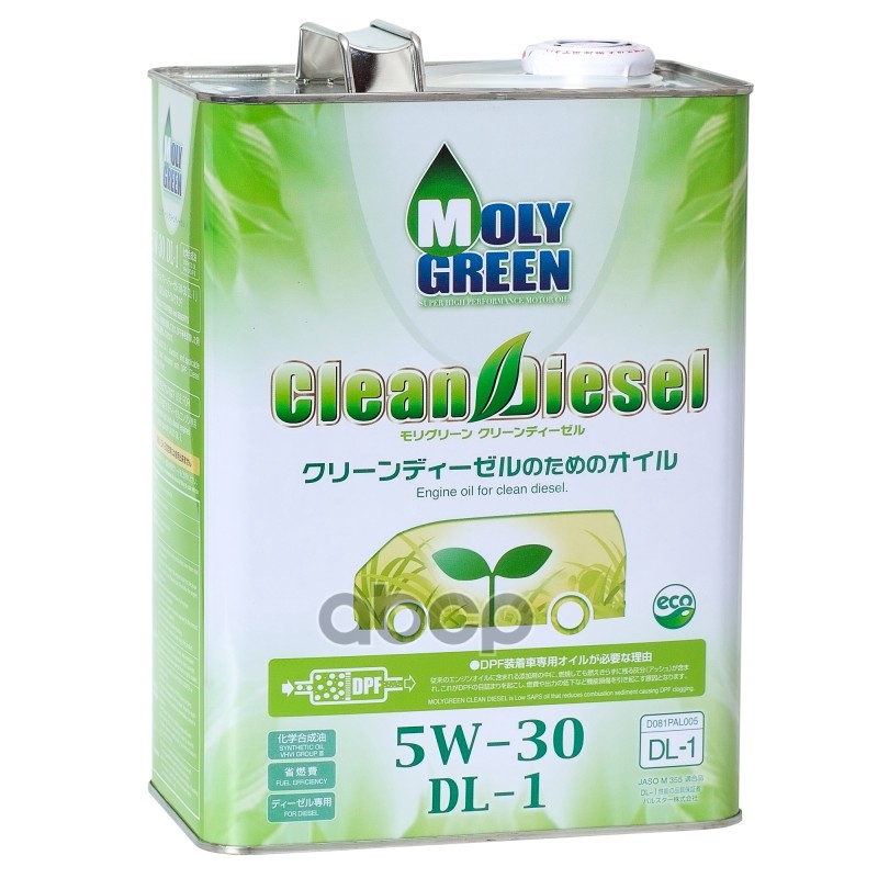 MOLYGREEN Масло моторное дизельное полусинтетическое MOLYGREEN DIESEL DL-1 DPF/ 4 л. 0470125