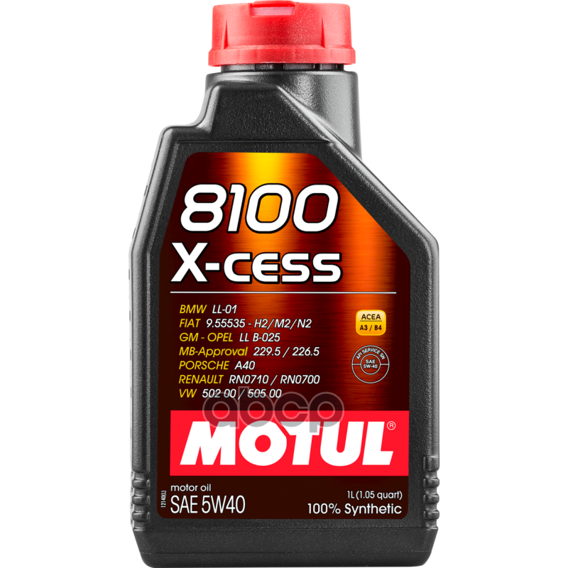 MOTUL Масло моторное синтетическое 8100 X-Cess 5W40 SN, A3/B4 1л