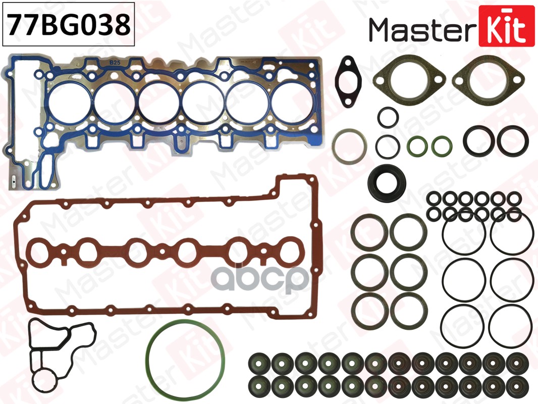 Верхний комплект прокладок с прокладкой ГБЦ BMW X3,Z4,E90,E60,E61,E87,E92,E91,E63,E64,E65 N52 2 77BG038 MasterKit арт. 77BG038