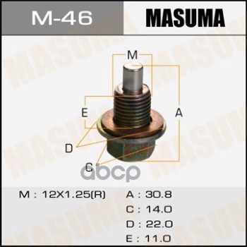 Болт маслосливной с магнитом (с шайбой) NISSAN 12х1.25mm VG33,VQ35,QG18, SR16, YD22 MASUMA M-46 Masuma арт. M-46