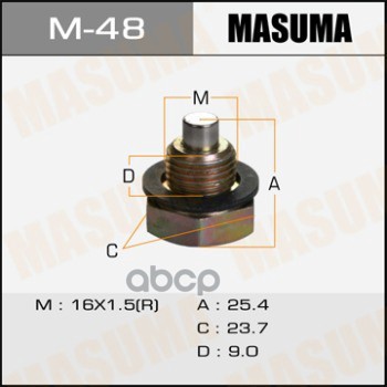 Болт маслосливной С МАГНИТОМ (с шайбой) Toyota MASUMA M-48 Masuma арт. M-48