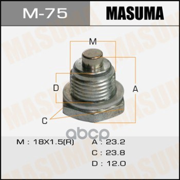 Болт маслосливной A/T с магнитом (с шайбой) MITSUBISHI Airtrek 18x1.5mm MASUMA M-75 Masuma арт. M-75