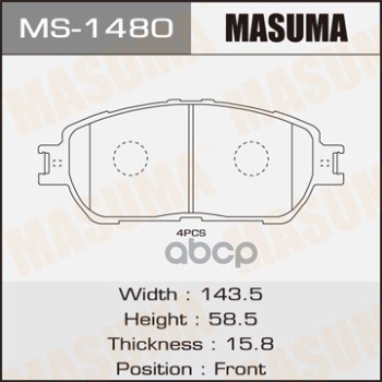 Колодки передние TOYOTA ALPHARD MASUMA MS-1480 Masuma арт. MS-1480