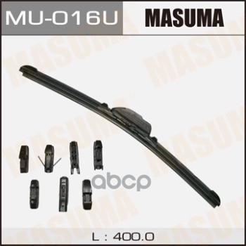 Дворник MASUMA 16`   бескаркасный, универсальный   (400мм)  8 видов креплений              (1/50) Masuma арт. MU016U