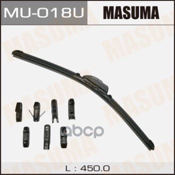Дворник MASUMA 18`   бескаркасный, универсальный   (450мм)  8 видов креплений              (1/50) Masuma арт. MU018U