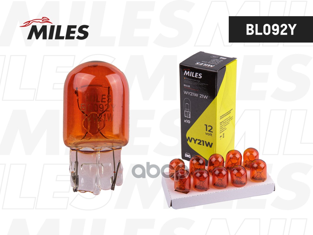 Лампа WY21W 12V 21W W3x16d AMBER  BL092Y Miles арт. BL092Y