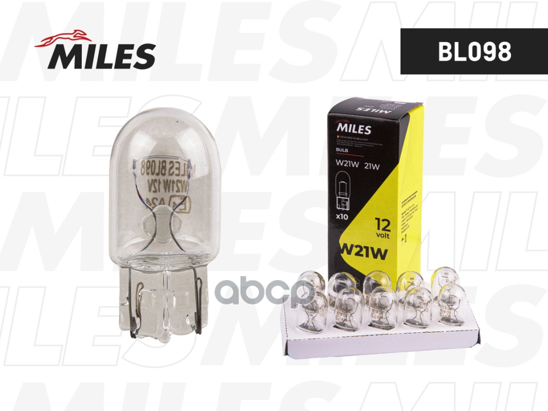 Лампа W21W 12V 21W W3x16d  BL098 Miles арт. BL098