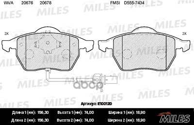 Колодки тормозные передние (с датчиком) (Смесь Semi-Metallic) (AUDI 100/A6 (C4)) (TRW GDB1049) E100120 Miles арт. E100120