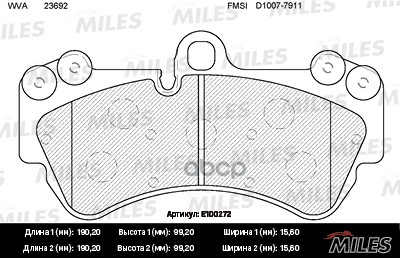 Колодки тормозные передние (без датчика) (Смесь Semi-Metallic) (VW TOUAREG 03/PORSCHE CAYENNE 03) (TRW GDB1547) E100272 Miles...