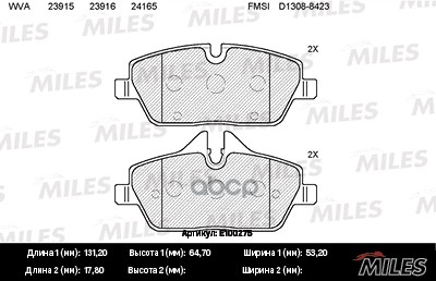 Колодки тормозные передние (без датчика + болты) (Смесь Semi-Metallic) (BMW E81/E87/MINI COOPER 04-) (TRW GDB1611) E100275 Mi...