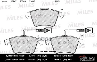 Колодки тормозные передние (с датчиком) (Смесь Semi-Metallic) (VW TOUAREG R16 03) (TRW GDB1651) E100298 Miles арт. E100298