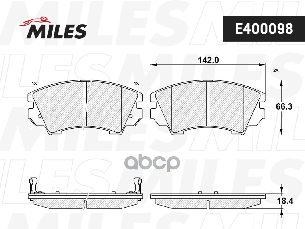 Колодки тормозные передние (без датчика) (Смесь Low-Metallic) OPEL INSIGNIA 08-/ZAFIRA 11-/SAAB 9-5 10- R17 E400098 Miles арт...