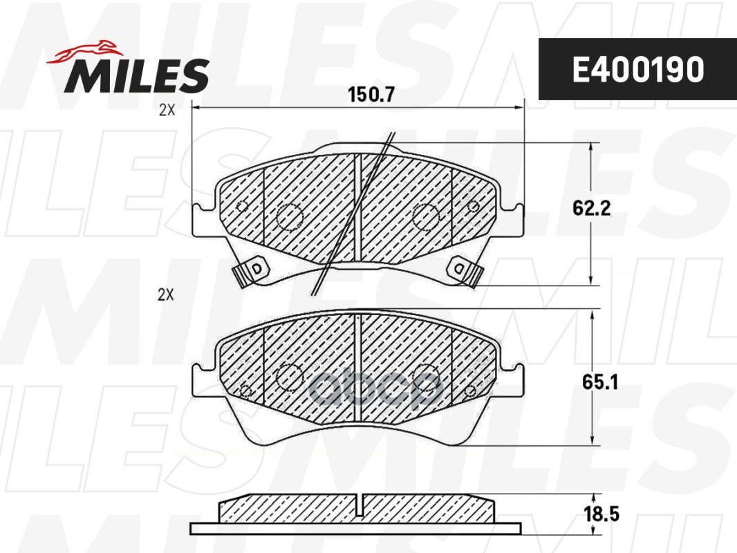 Колодки тормозные TOYOTA AURIS 2.0D/2.2D 07-/AVENSIS 09-/VERSO 09- передние Miles арт. e400190