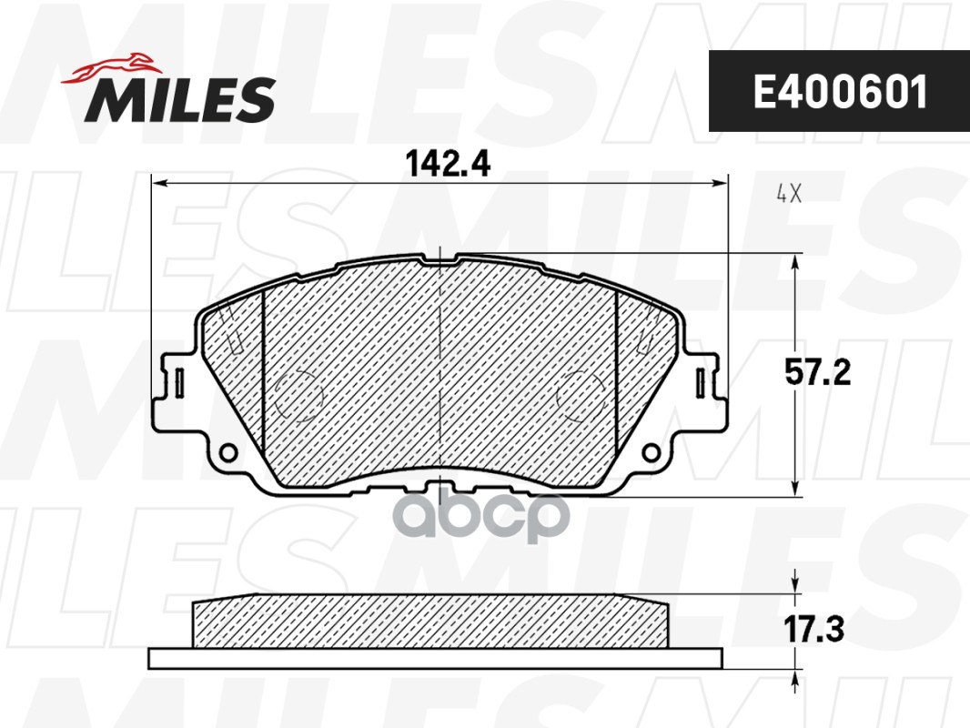Колодки тормозные передние (Смесь Low-Metallic) TOYOTA CAMRY 18- E400601 Miles арт. E400601
