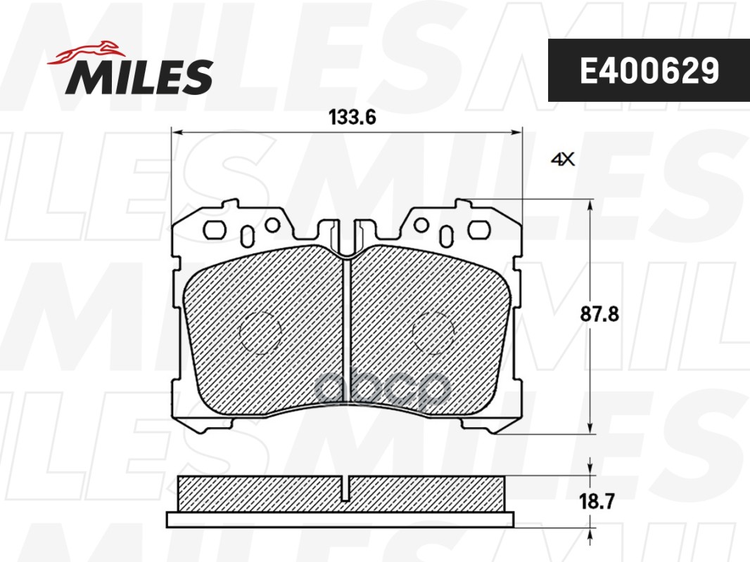 Колодки тормозные передние (Смесь Low-Metallic) LEXUS LS460-600 06- (TRW GDB3473) E400629 Miles арт. E400629