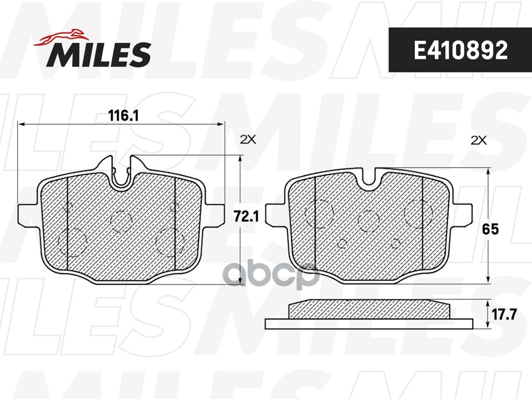 Колодки тормозные задние (Смесь Low-Metallic) BMW 5 F10/F11 3.0-4.4 10- (TRW GDB1869) E410892 Miles арт. E410892