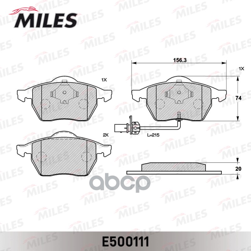 Колодки тормозные FORD GALAXY 95-06/VW SHARAN 95-10 передние Ceramic Miles арт. e500111