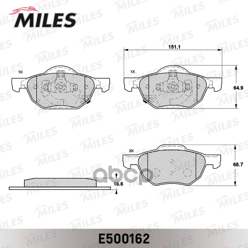 Колодки тормозные передние (Смесь CERAMIC серия PRO) HONDA ACCORD 2.0/2.2/2.4 03 (TRW GDB3355) E500162 Miles арт. E500162