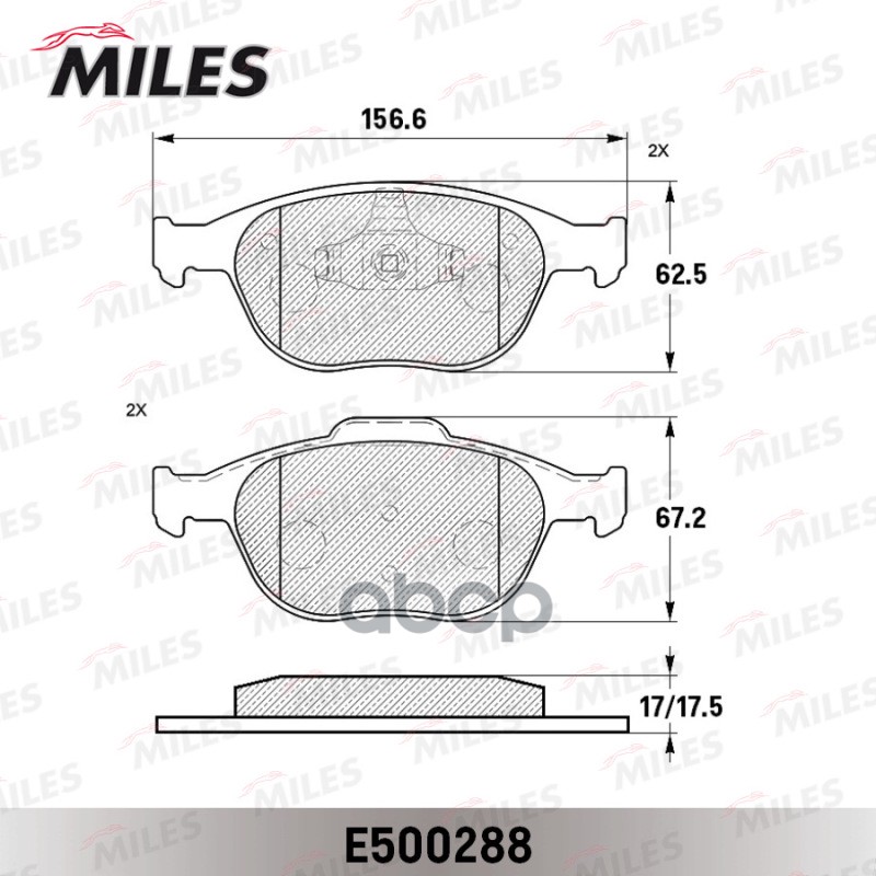 Колодки тормозные передние (Смесь CERAMIC серия PRO) FORD TRANSIT/TOURNEO CONNECT 02- (TRW GDB1532) E500288 Miles арт. E500288