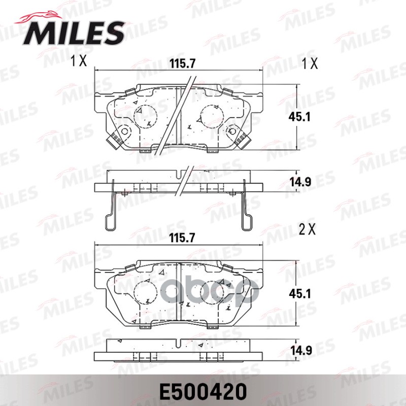 Колодки тормозные HONDA CIVIC/CRX/PRELUDE 83-95 передние Ceramic Miles арт. e500420
