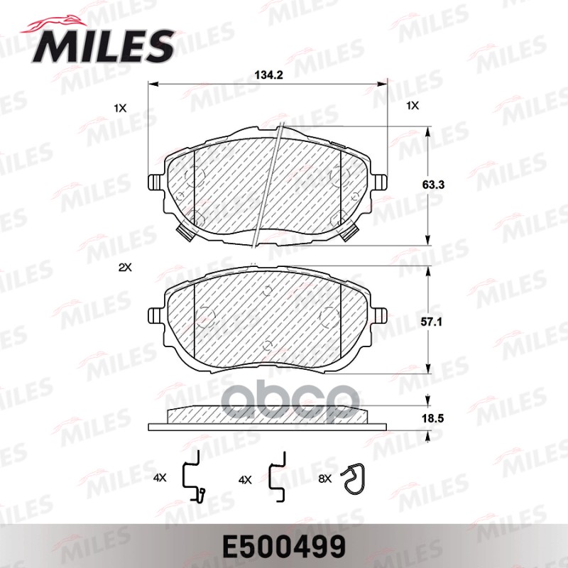 Колодки тормозные передние (Смесь CERAMIC серия PRO) TOYOTA AURIS 12-/COROLLA 13- (TRW GDB3598) E500499 Miles арт. E500499