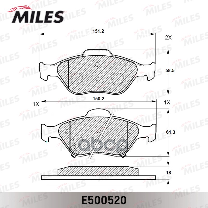 Колодки тормозные TOYOTA YARIS 1.0-1.4 06- передние Ceramic Miles арт. e500520