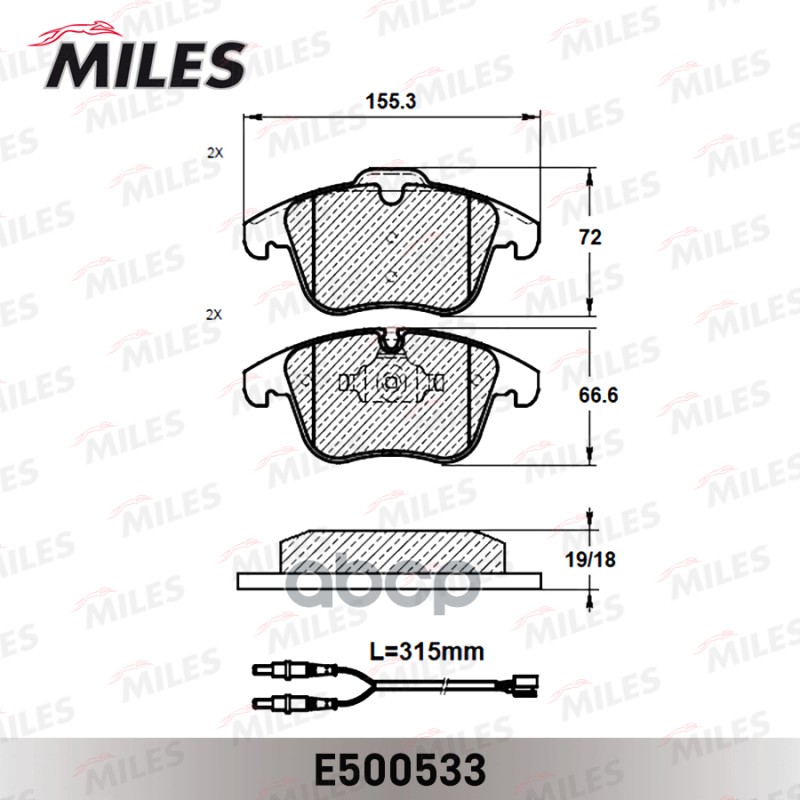 Колодки тормозные передние (Смесь CERAMIC серия PRO) CITROEN C5 1.6-2.0 08- (TRW GDB1818) E500533 Miles арт. E500533