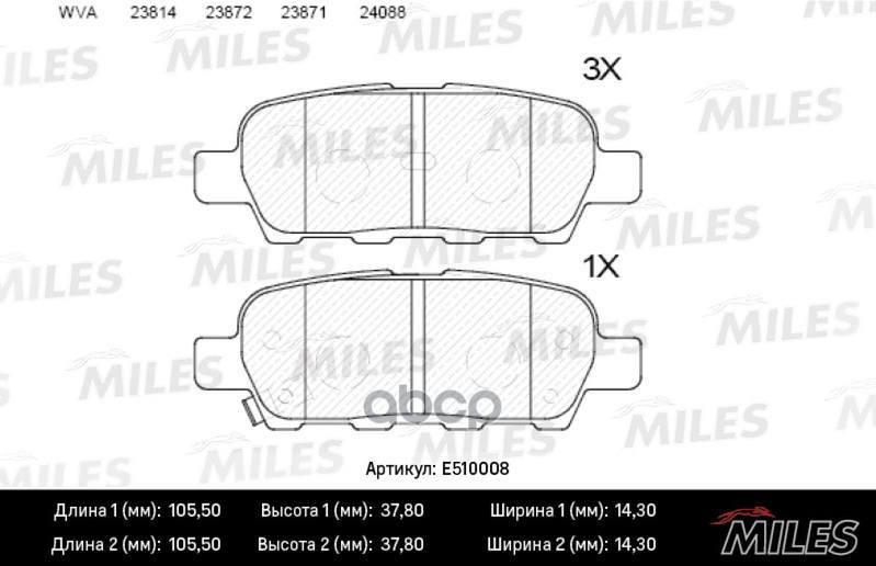 Колодки тормозные дисковые задние, Ceramic Miles арт. E510008