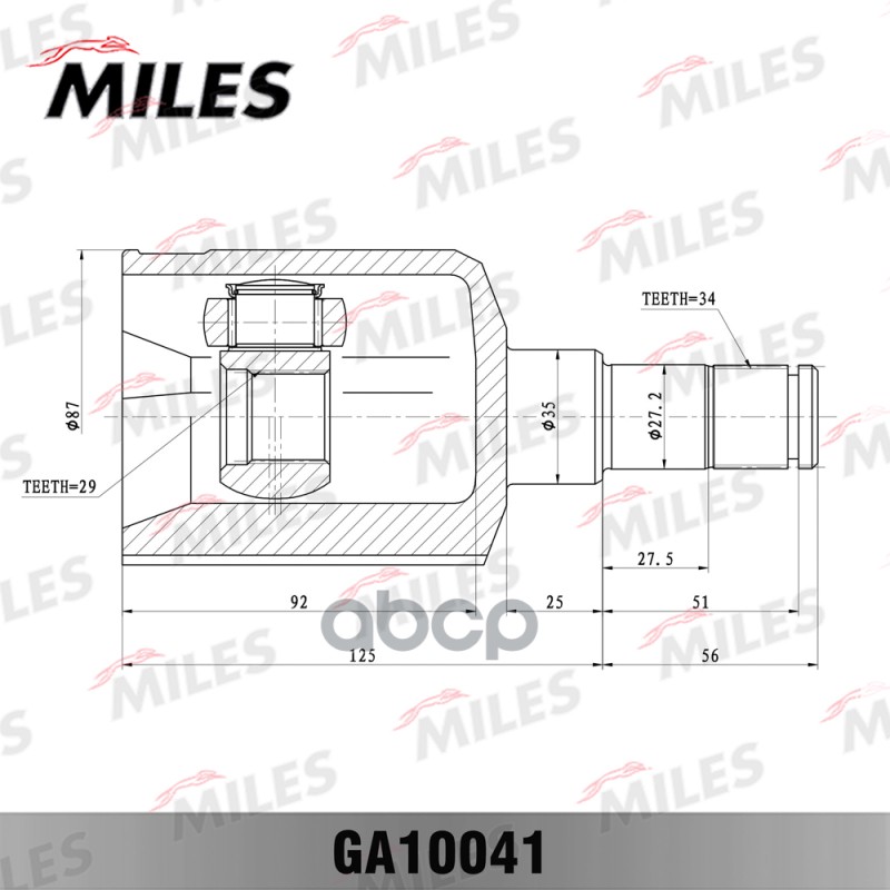 ШРУС DAEWOO ESPERO (GSP 608002) GA10041 Miles арт. GA10041
