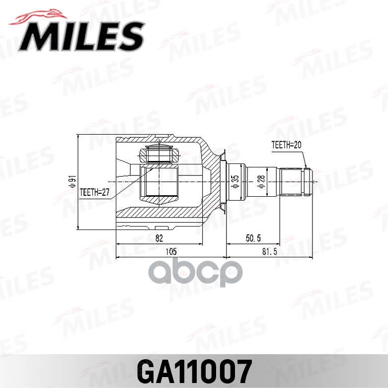 Шрус Toyota Camry MCV20/SXV20 1996-2001  внутр. Лев. Miles арт. ga11007