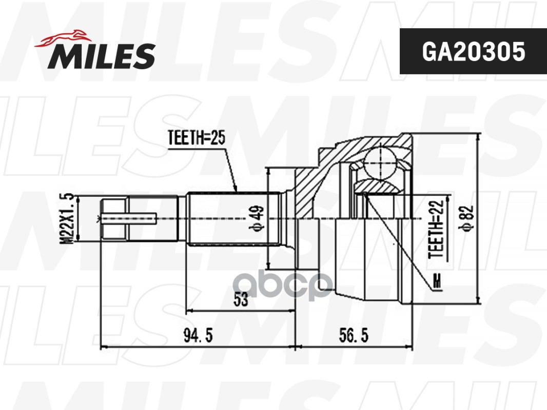 ШРУС NISSAN MICRA 1.0>1.4 02> нар. Miles арт. ga20305