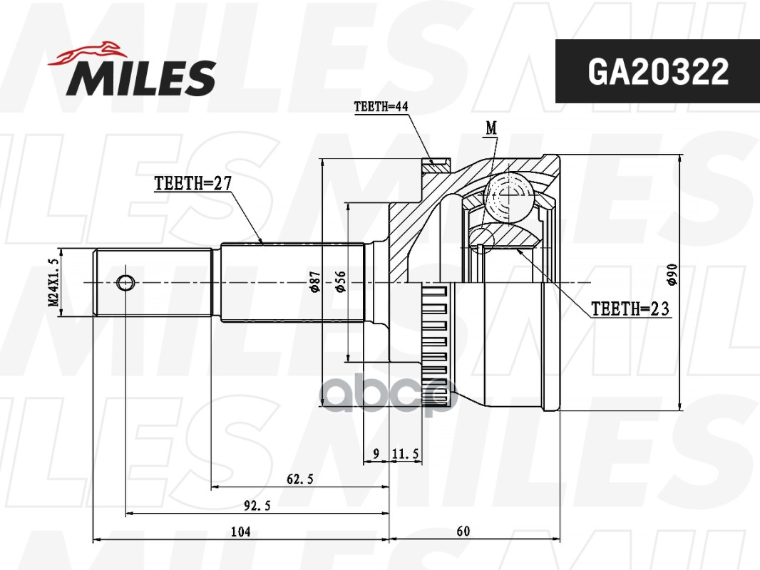 ШРУС NISSAN PRIMERA 2.0 96-02 нар.(ABS) Miles арт. ga20322