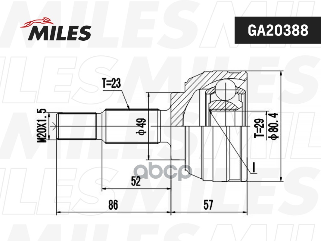 ШРУС RENAULT CLIO 1.4-1.5D 04- нар. Miles арт. ga20388