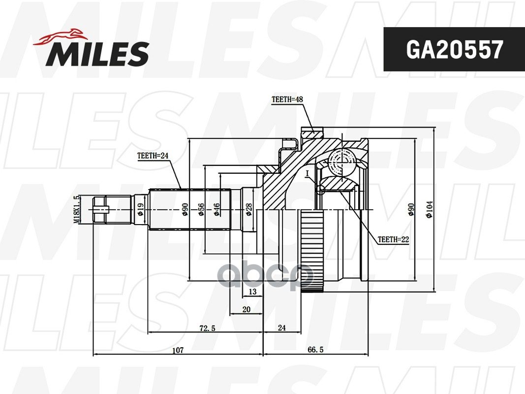 ШРУС наруж. Lada-2123 Chevrolet Niva +ABS Miles арт. ga20557