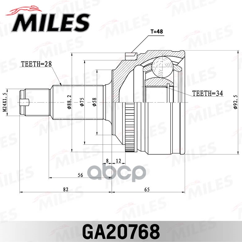 ШРУС SSANG YONG NEW ACTYON (KORANDO C) 2010-2012 нар. Miles арт. GA20768