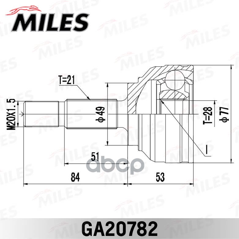 ШРУС наружный LOGAN (LS_) / SANDERO / STEPWAY (BS_) 2004- (ASVA RNLOGR) GA20782 Miles арт. GA20782