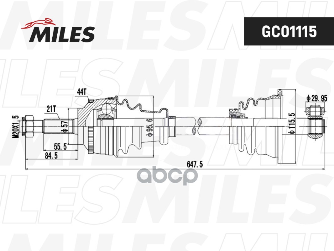 Привод в сборе RENAULT MEGANE I (96-00) 1.4-1.9D лев. ABS Miles арт. gc01115