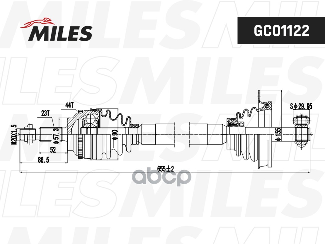 Привод в сборе лев. RENAULT MEGANE (96-03)/SCENIC (01-03) 1.8/2.0 ABS Miles арт. gc01122