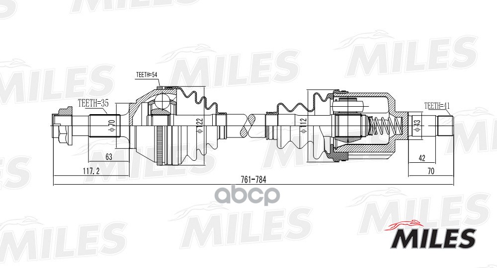 Привод в сборе CITROEN JUMPER/FIAT DUCATO/PEUGEOT BOXER 1.9-2.8 94-02 лев. (ABS) Miles арт. gc01147