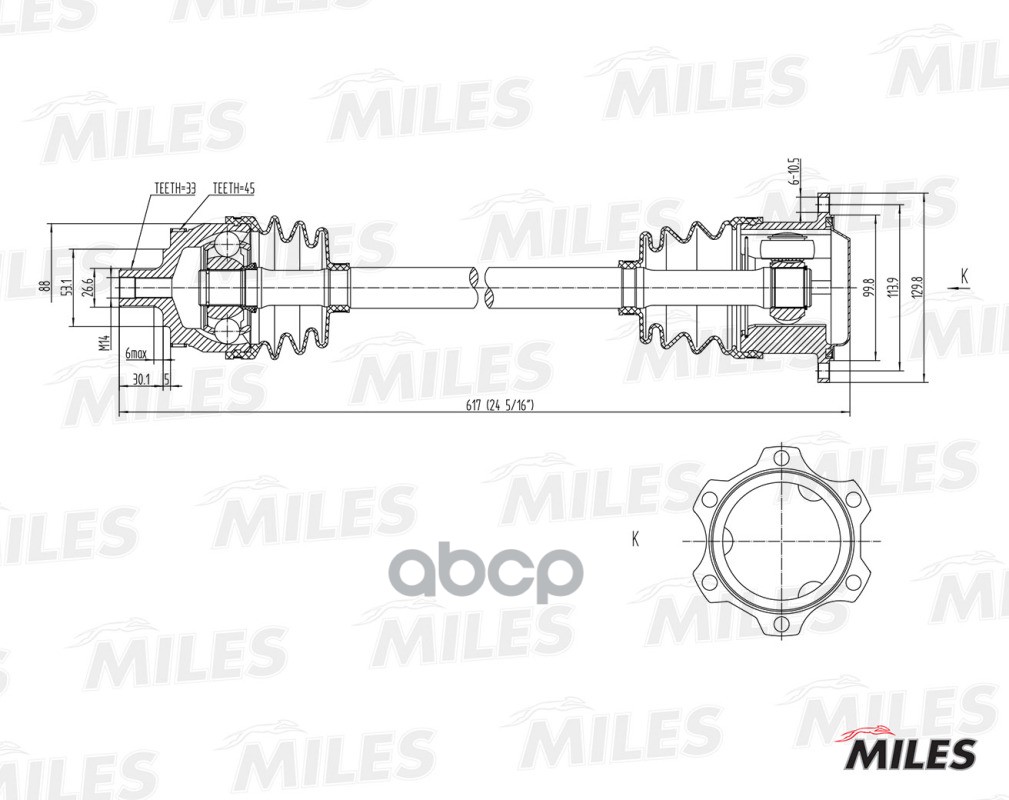 Привод в сборе AUDI A4/VW PASSAT 1.8T-2.3 95-05 прав. (ABS) Miles арт. gc02012