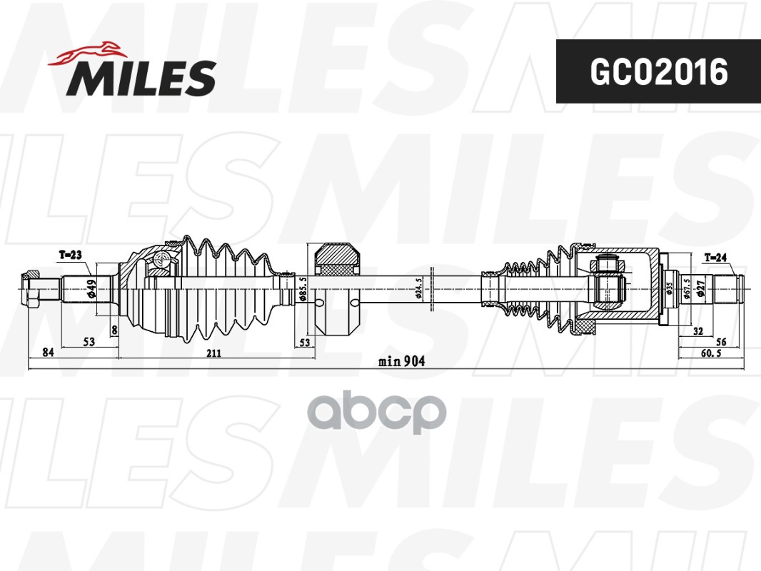 Привод в сборе правый LADA X-RAY 15- (КПП VAZ) GC02016 Miles арт. GC02016