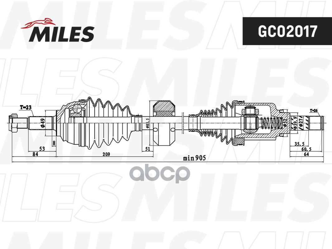 Привод в сборе LADA X-RAY 15- прав.(дв.21129/КПП Renault JR5) Miles арт. GC02017