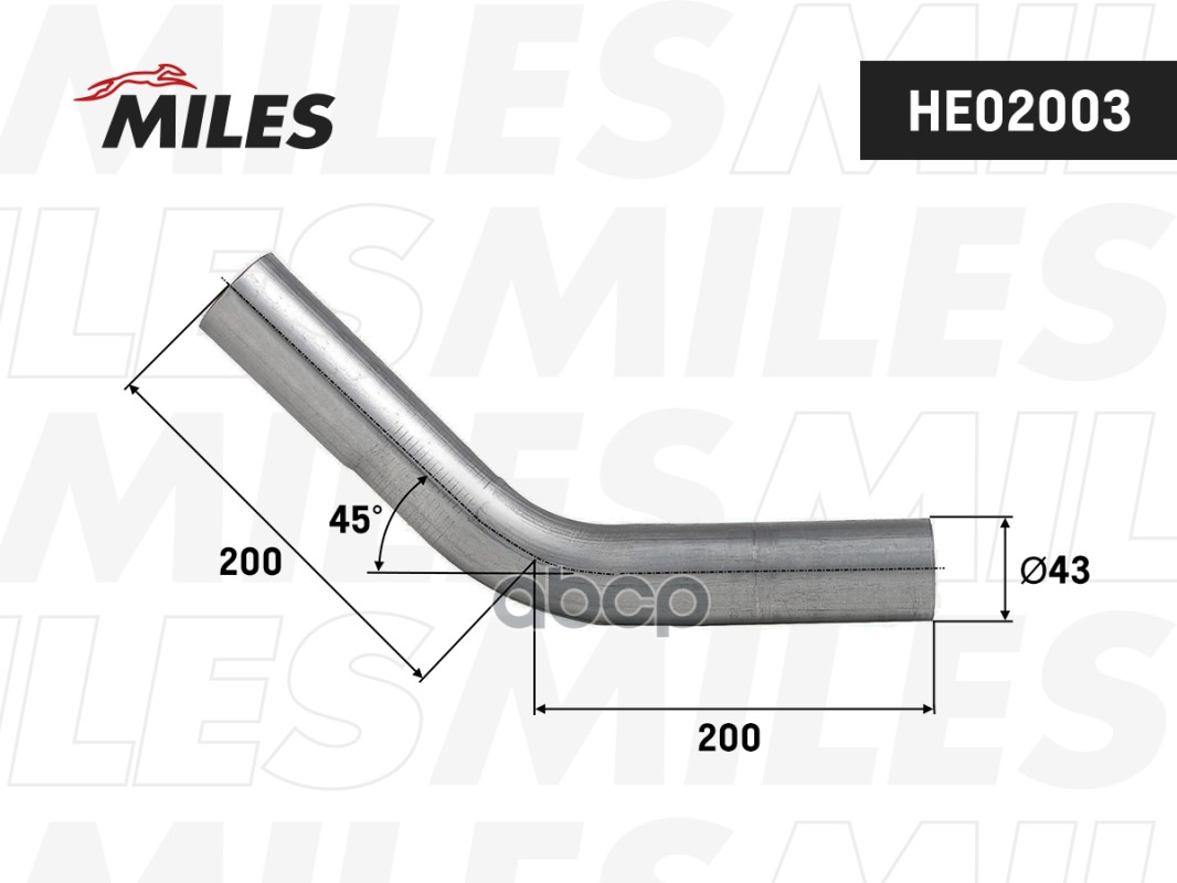 Труба С Гибом (D=38 Угол=90 L=400) Miles арт. he02003