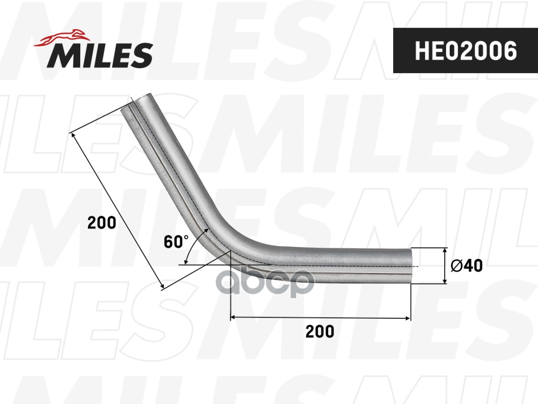 Труба С Гибом (D=40 Угол=90 L=400) Miles арт. he02006